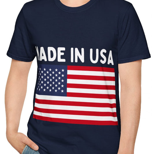 Made in USA Patriotic T-Shirt, Unisex, 4th of July Independence Day, Navy