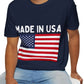 Made in USA Patriotic T-Shirt, Unisex, 4th of July Independence Day, Navy