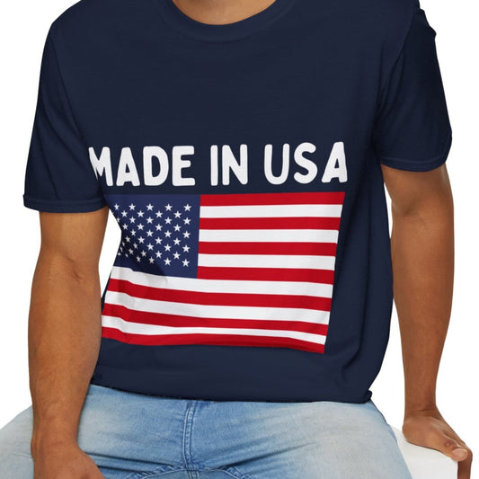 Made in USA Patriotic T-Shirt, Unisex, 4th of July Independence Day, Navy