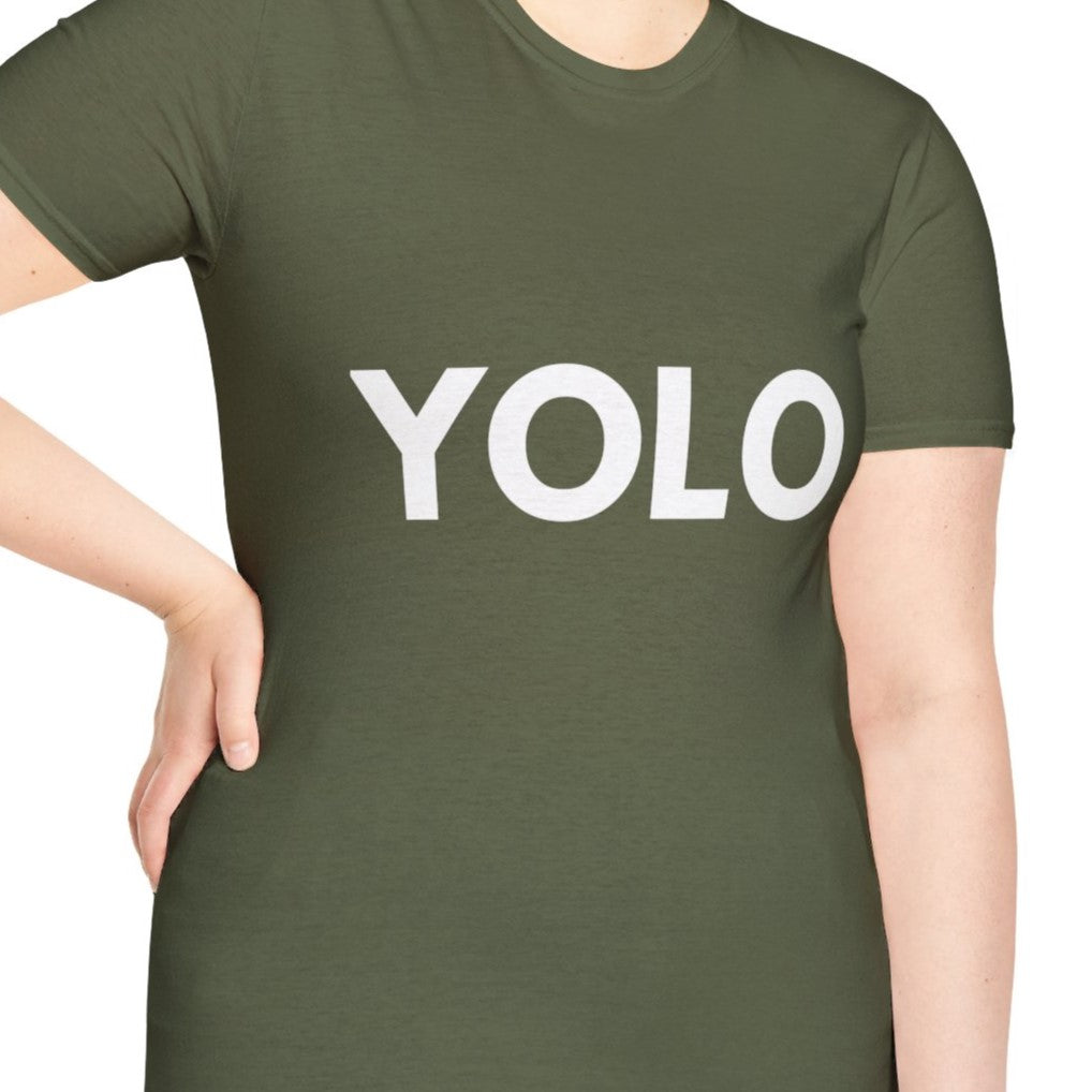 YOLO You Only Live Once Funny Quote T-Shirt for Men, Women and Kids, Green Army