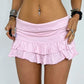 IAMSURE Sweet Solid Pleated Super Mini Skirt