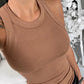 Women Solid Round Neck Ribbed Tank Top