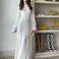 Fashion Flared Sleeves Lace Hem Maxi Dress