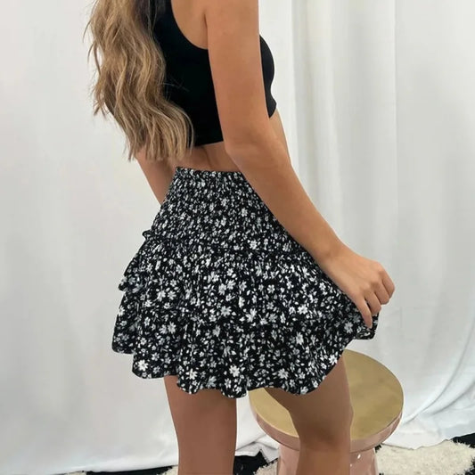 Floral Pleated Short Skirt For Women 2024