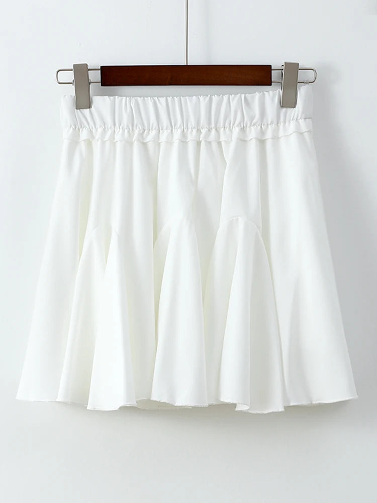 Elegant White Ruffles Mini Skirt For Women Fashion