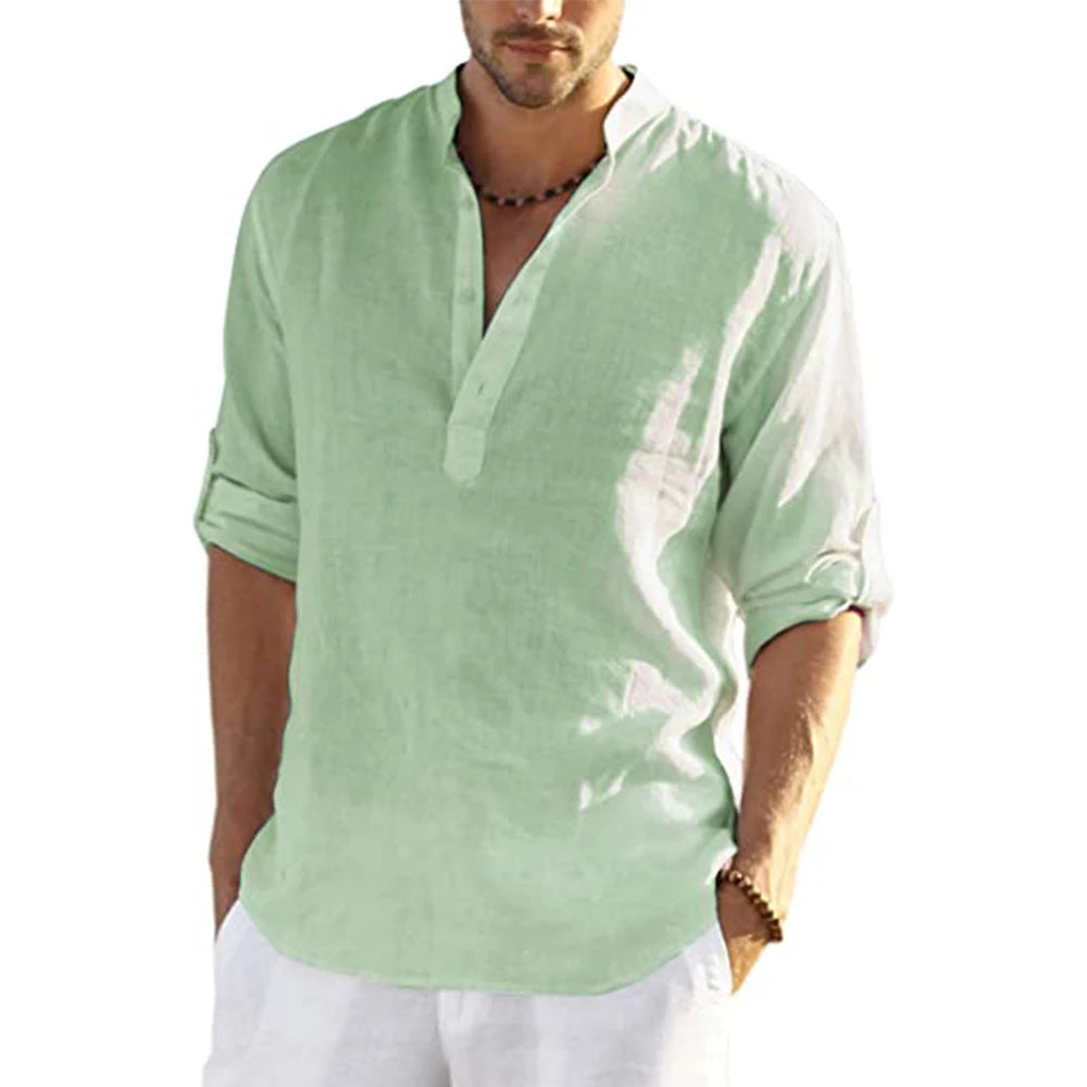 2022 New Men's Casual Blouse Cotton Linen Shirt