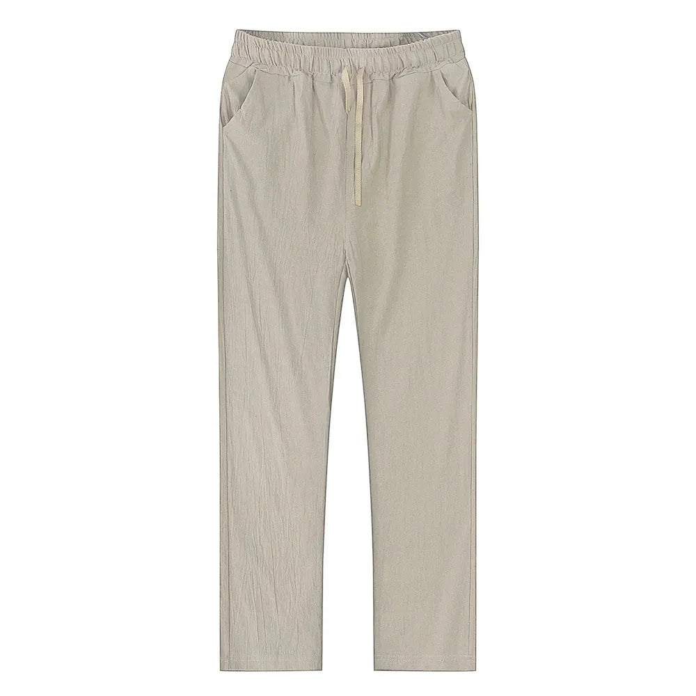 Men's Cotton Linen Pants Male Autumn