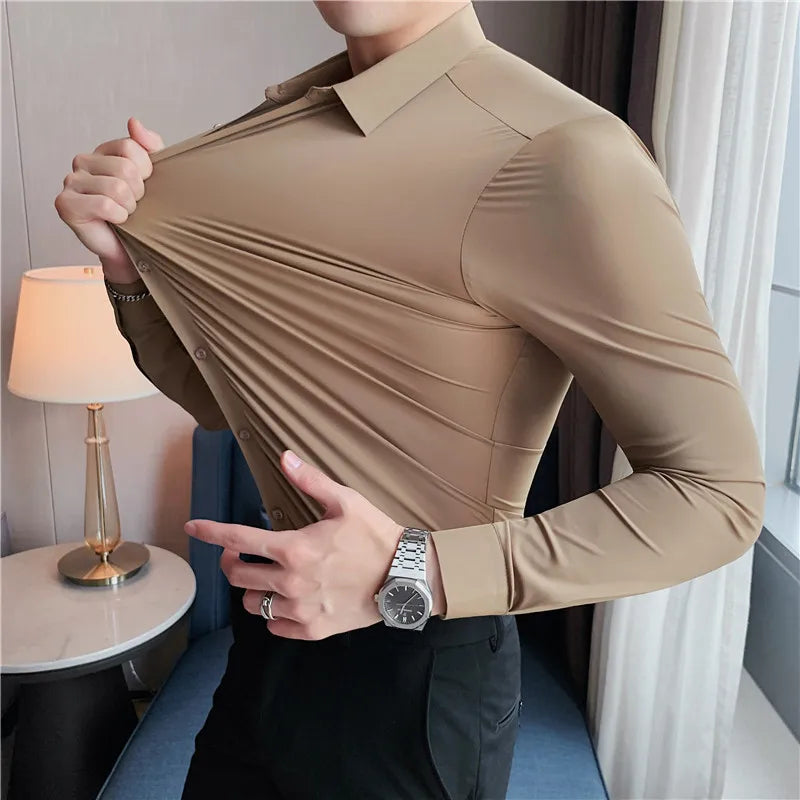 Plus Size 4XL-M High Elasticity Seamless Shirts Men