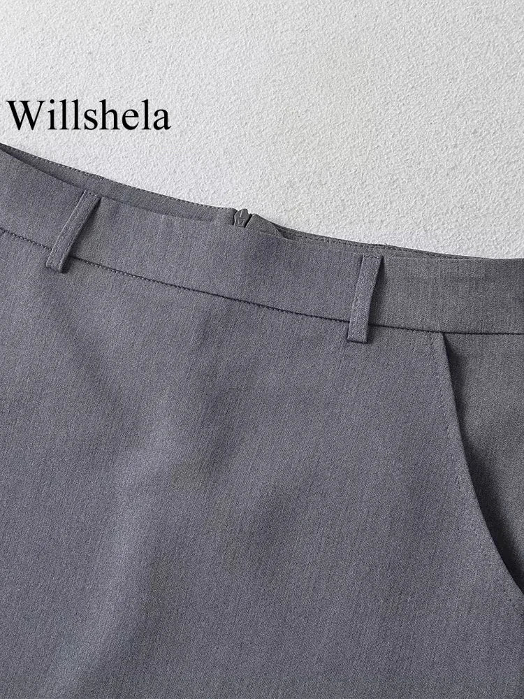 Willshela Women Fashion Solid Back Zipper A-Line Mini Skirt