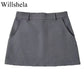 Willshela Women Fashion Solid Back Zipper A-Line Mini Skirt