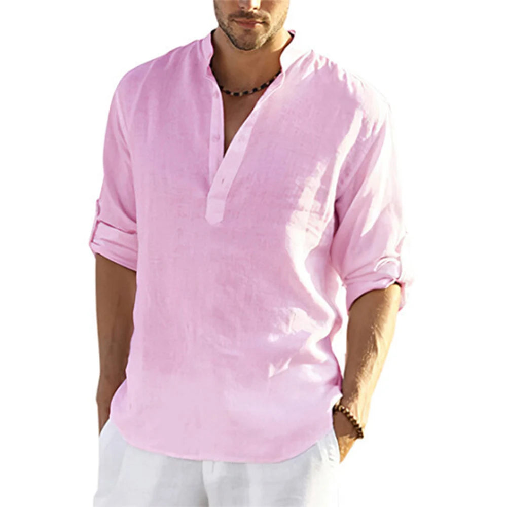 2022 New Men's Casual Blouse Cotton Linen Shirt